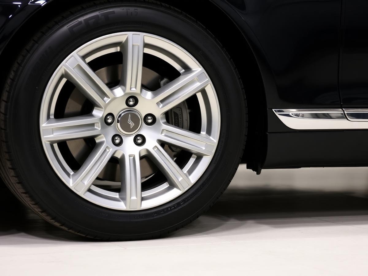 Polished alloy wheel and dressed tire